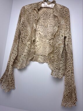 ECOTE Anthroplogie Blouse Snake Skin Print Sheer Open Blouse